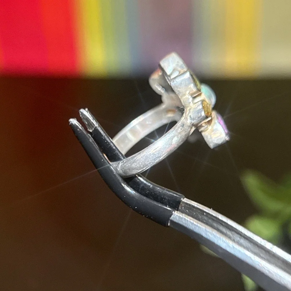 Nicky Butler Sterling Silver Multi-Gemstone Moonstone Flower Ring‎ Size 7